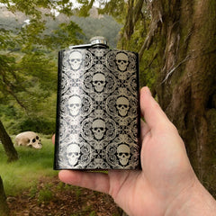 Black Gothic Baroque Flask side profile 8oz