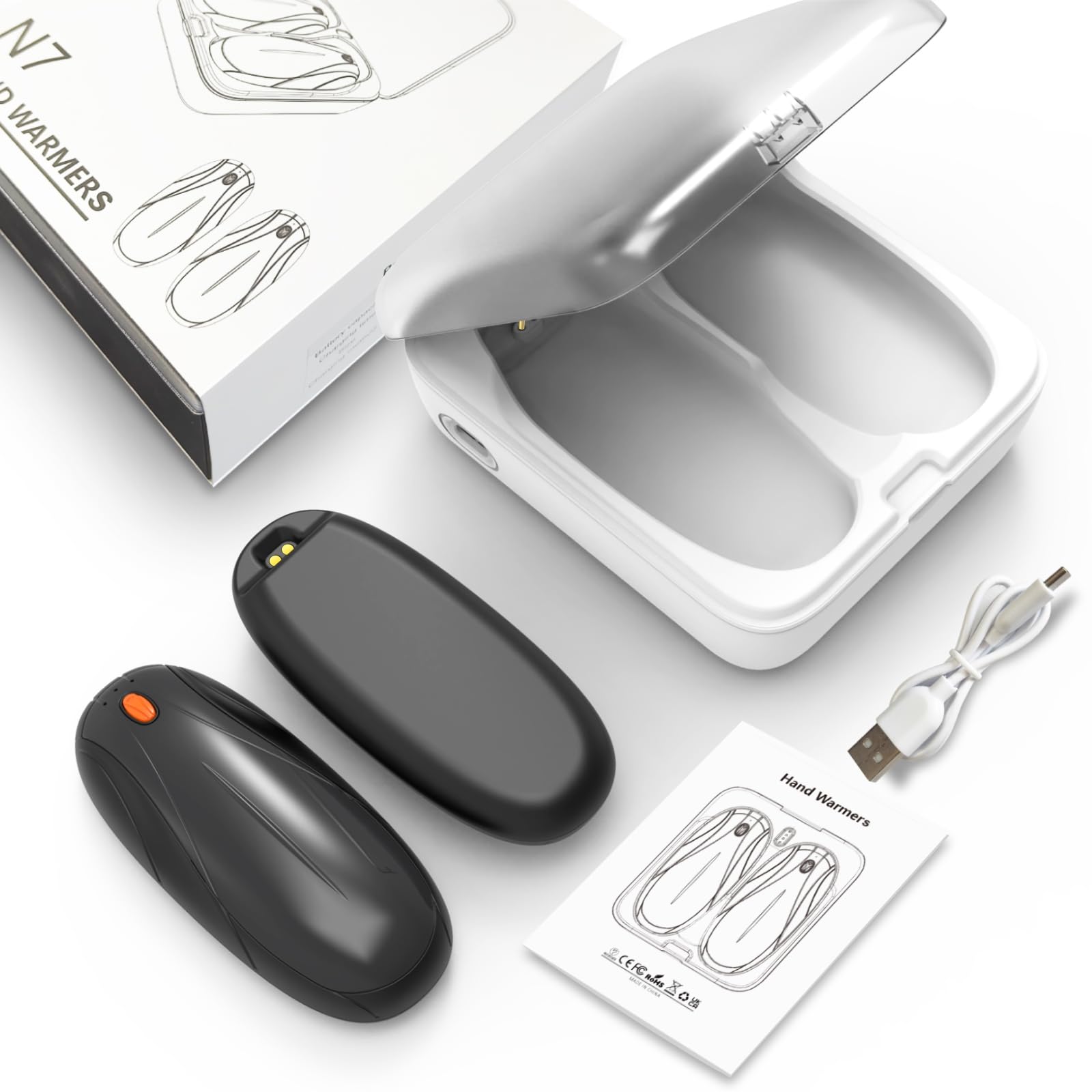 Black hand warmers set image showing compact design