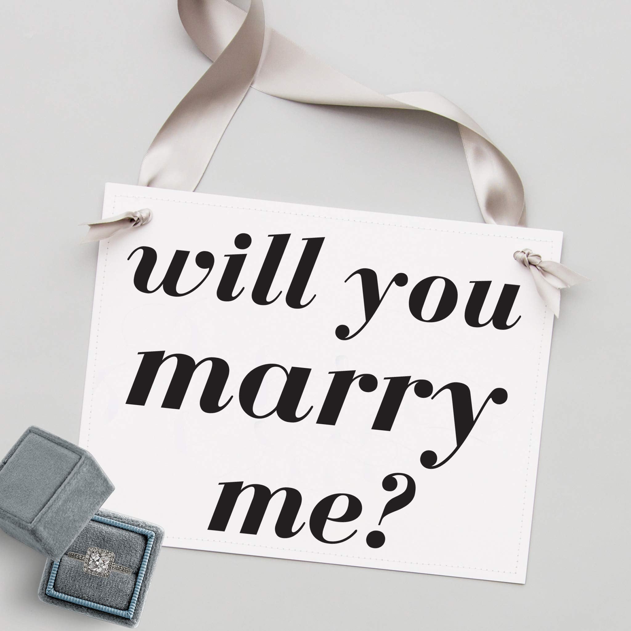 Black ink on ivory linen paper Will You Marry Me Sign