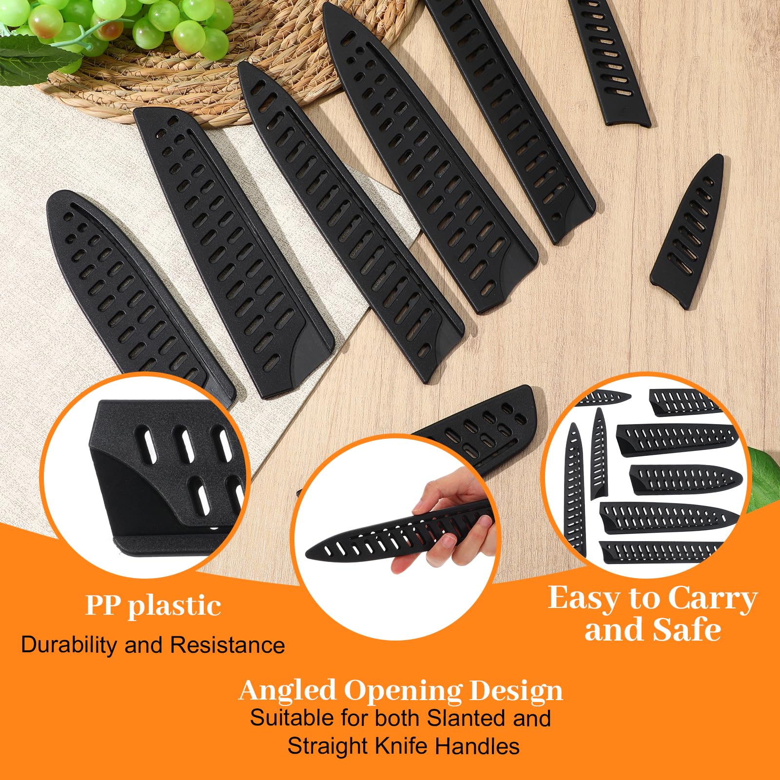 Black PP knife sheath protects bread and chef knives