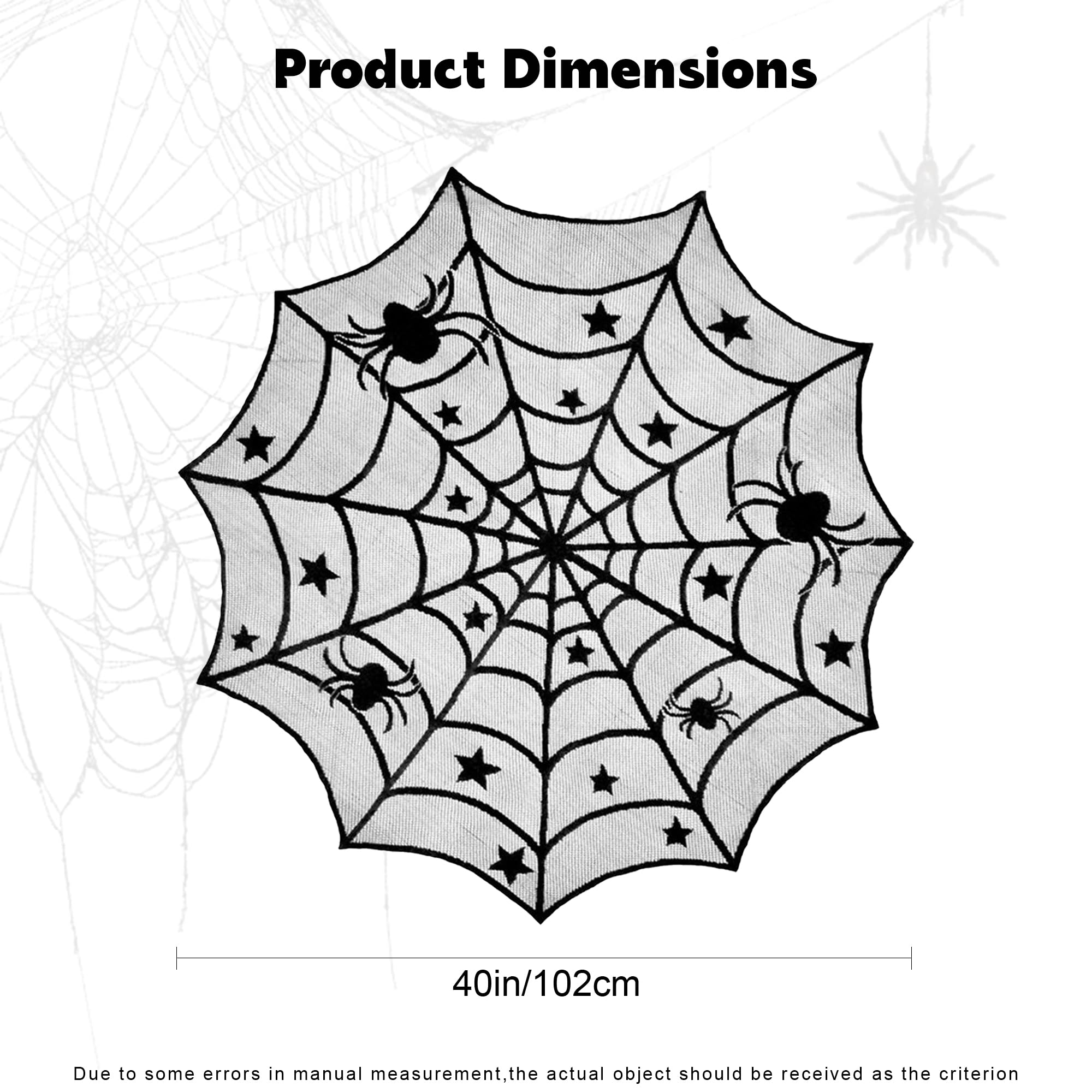 Black lace spider web design on round tablecloth