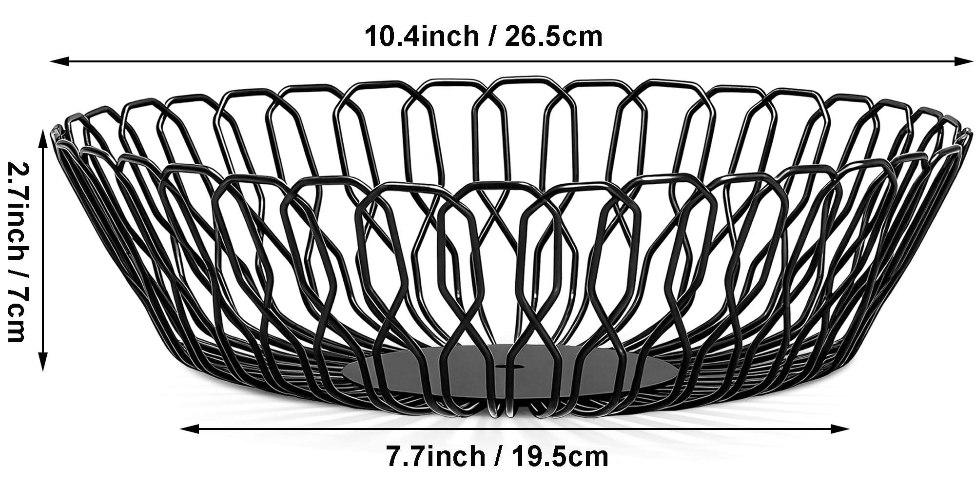 Black metal wire fruit bowl for kitchen counter