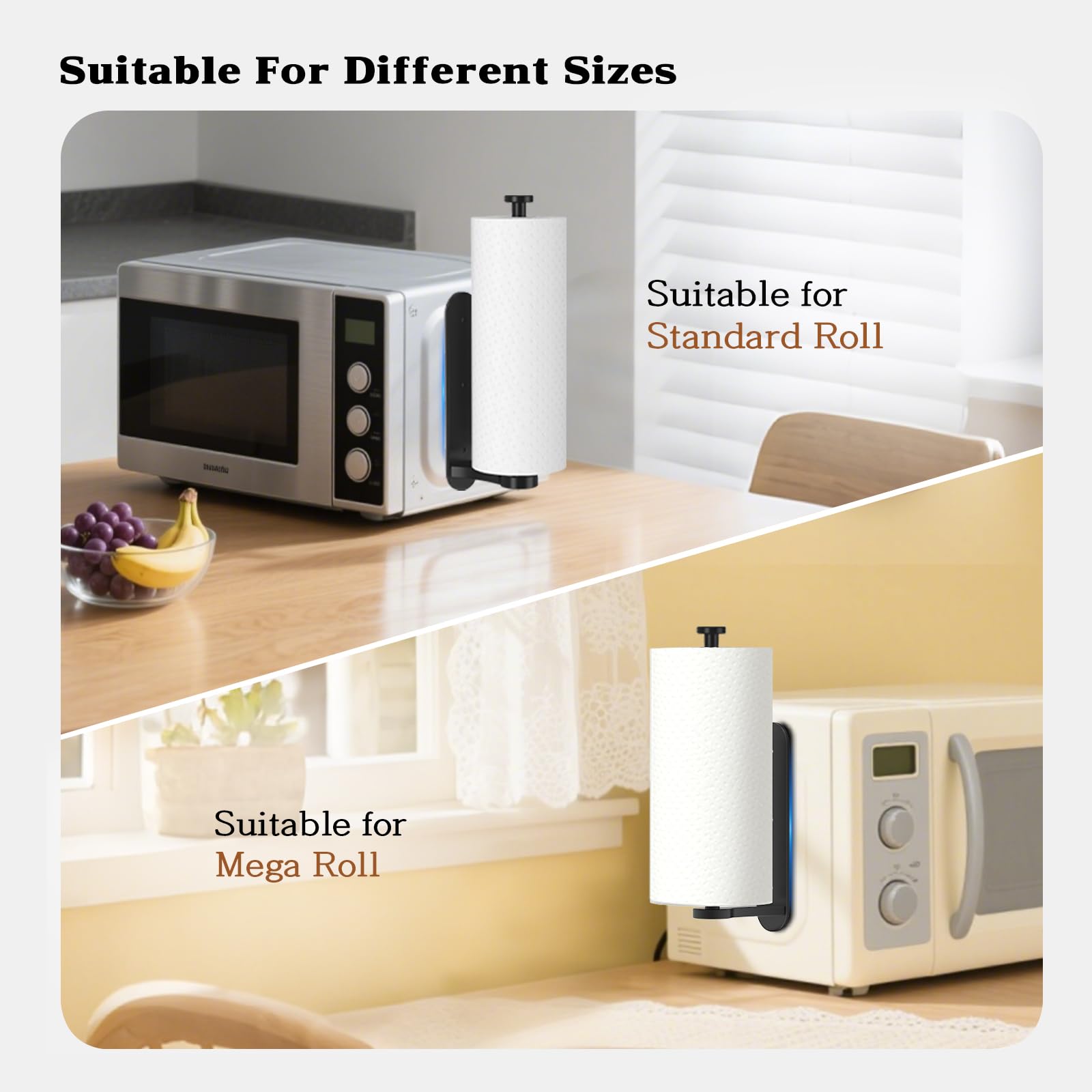 Black magnetic paper towel holder suitable for kitchen RV and garage
