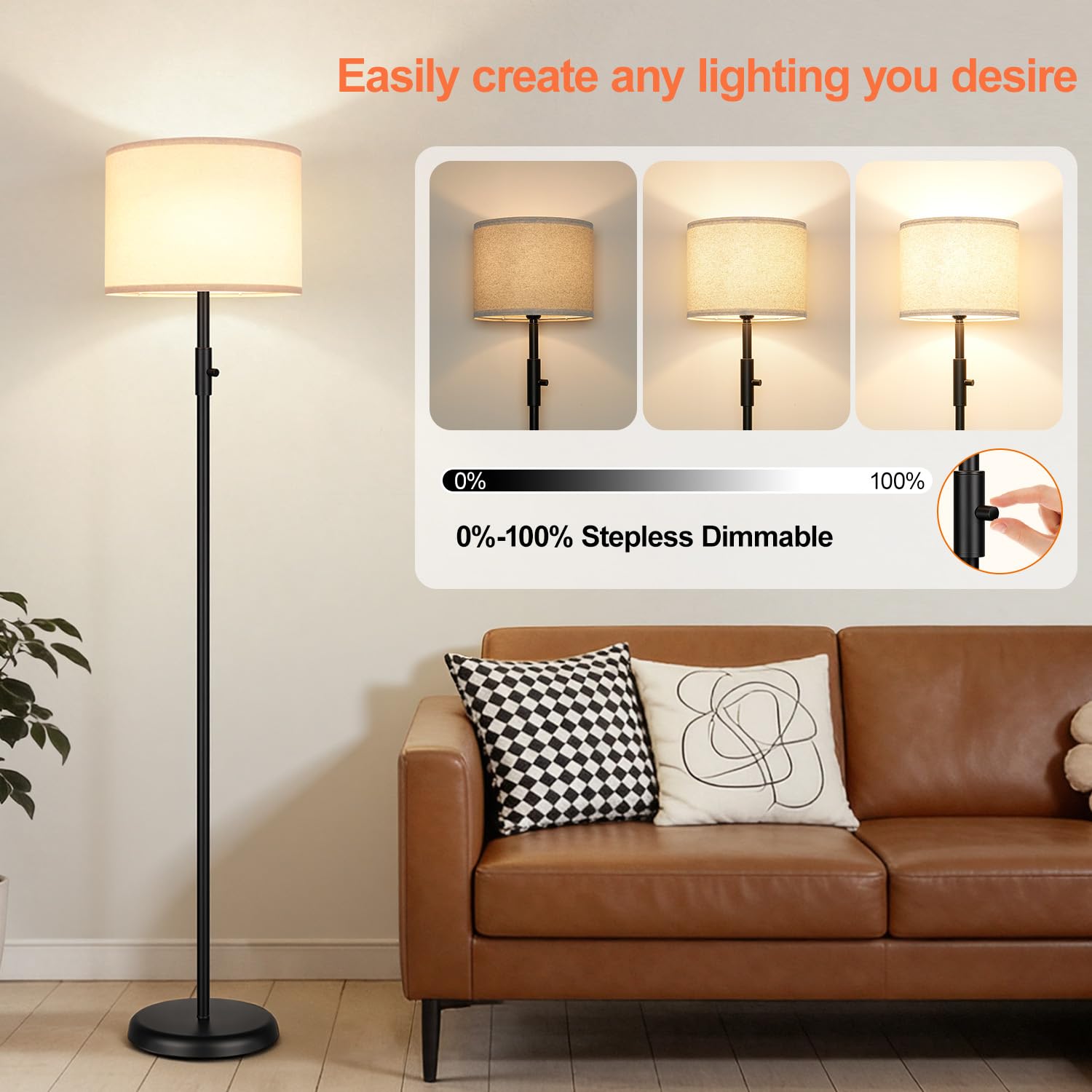 Standing lamp includes 1000 lumens LED bulb included