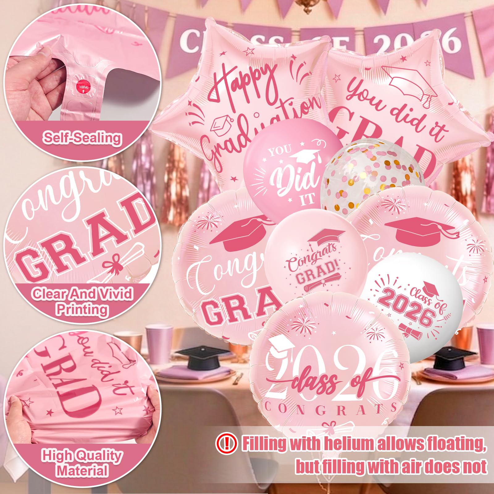 two black ribbons included with graduation balloon kit