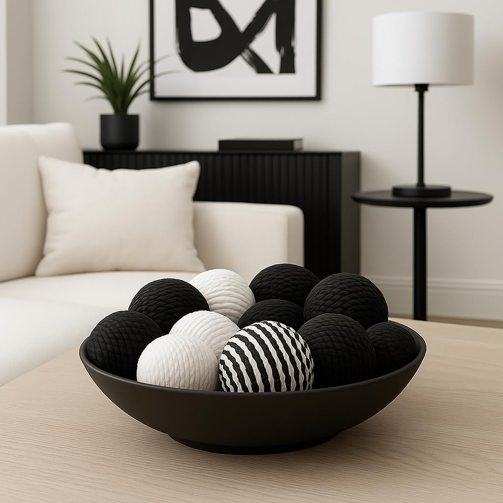 Set of six rope wrapped balls for bowls and vases