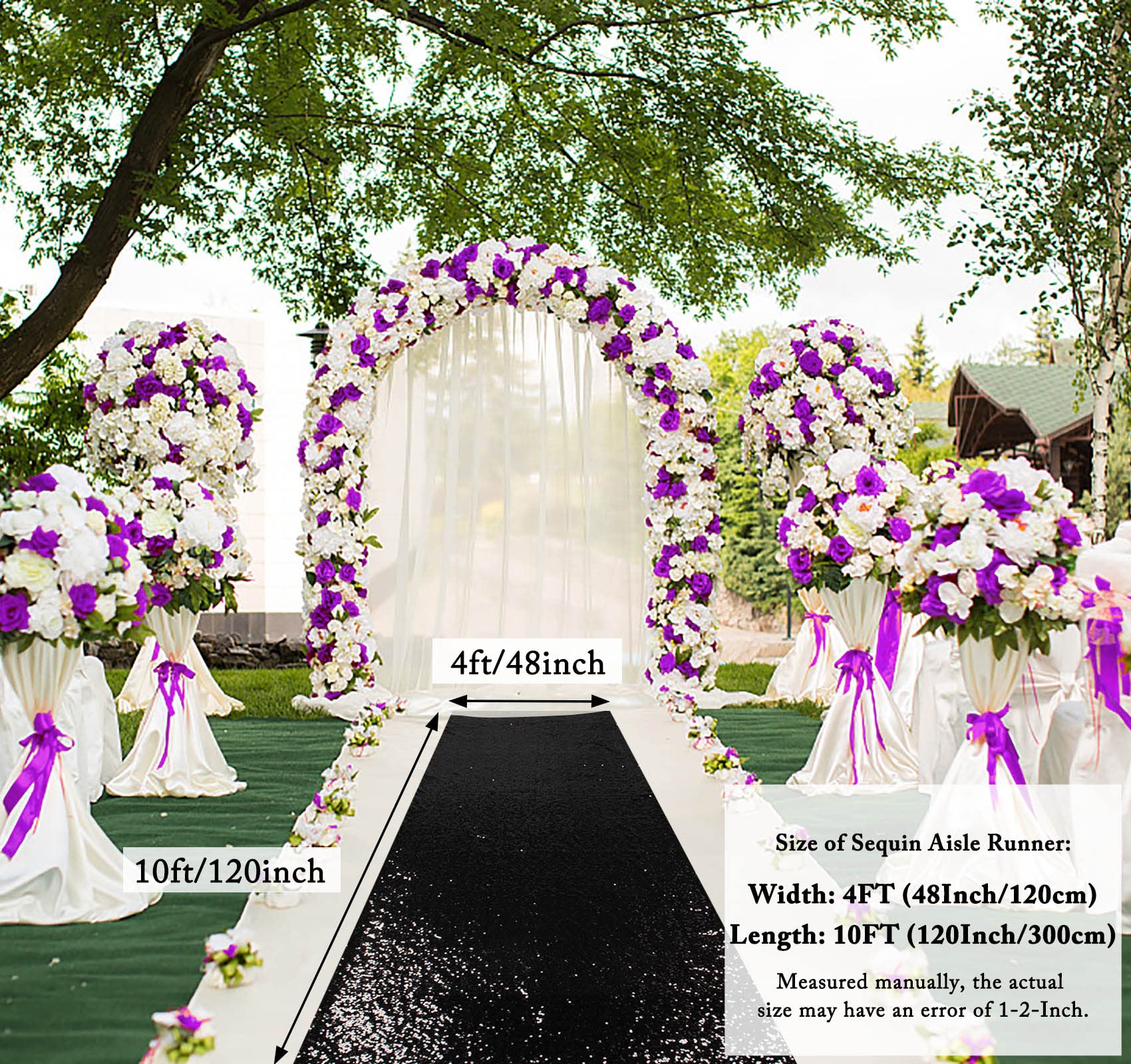 4ft x 10ft sequin aisle runner made with polyester mesh