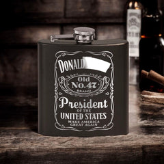 Hip flask in black stainless steel with 6oz capacity