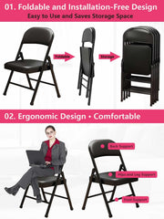 black steel frame portable foldable chair for indoor outdoor use