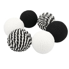 Black White Rope Wrapped Balls set of 6 for home decor