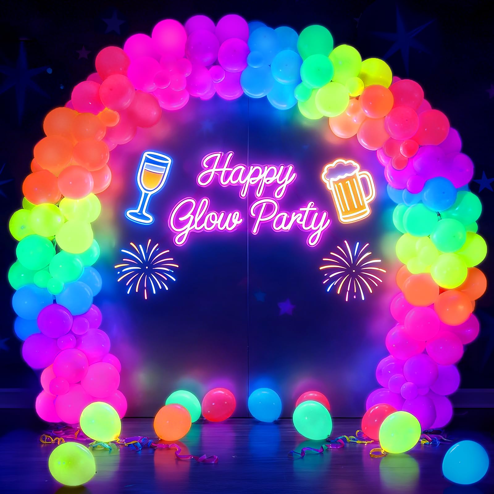 Blacklight reactive balloons for glow party by Mega-L