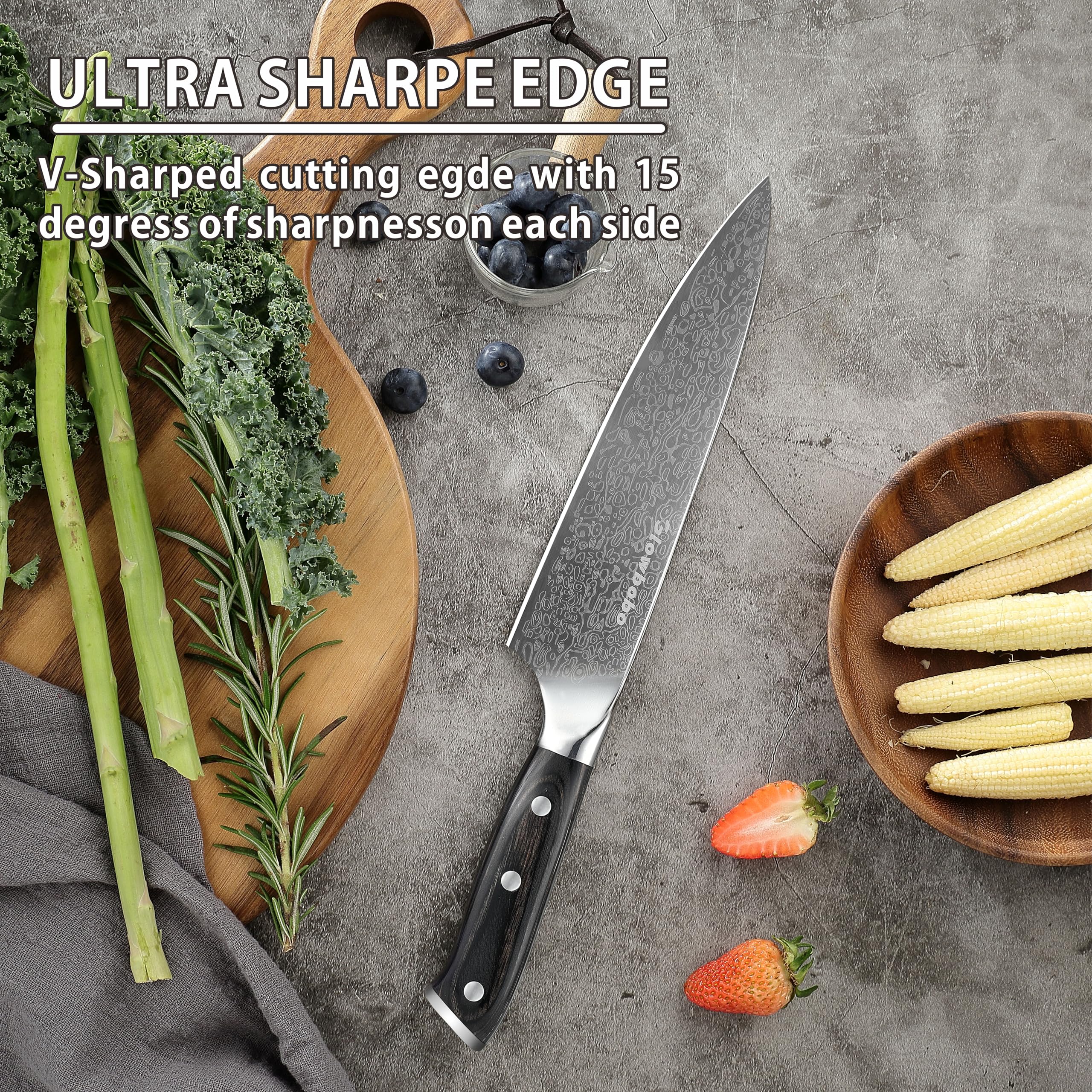 All-purpose Glowbobo chef knife for meats fish vegetables