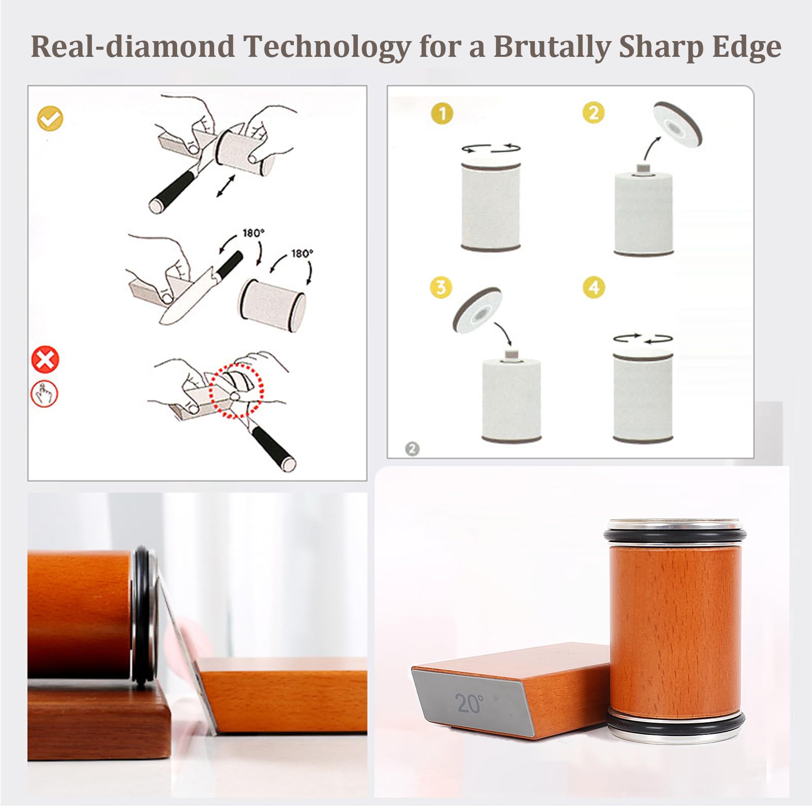 Diamond and ceramic abrasives on Bladeon sharpener for blade refinement