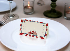 Tent style place cards folded to 3.5 x 2 inches
