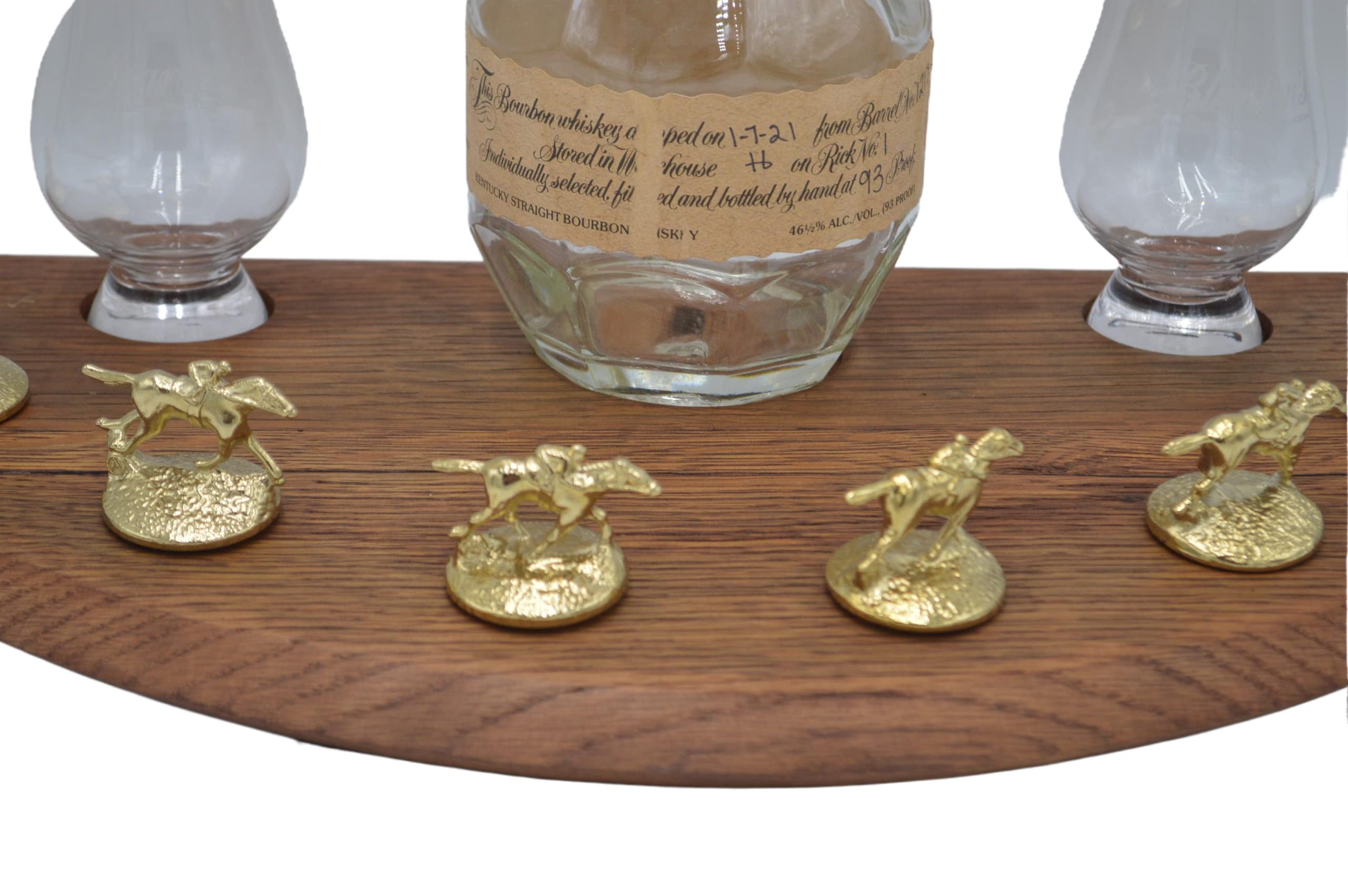 Blanton's horse cork stoppers display with chestnut finish
