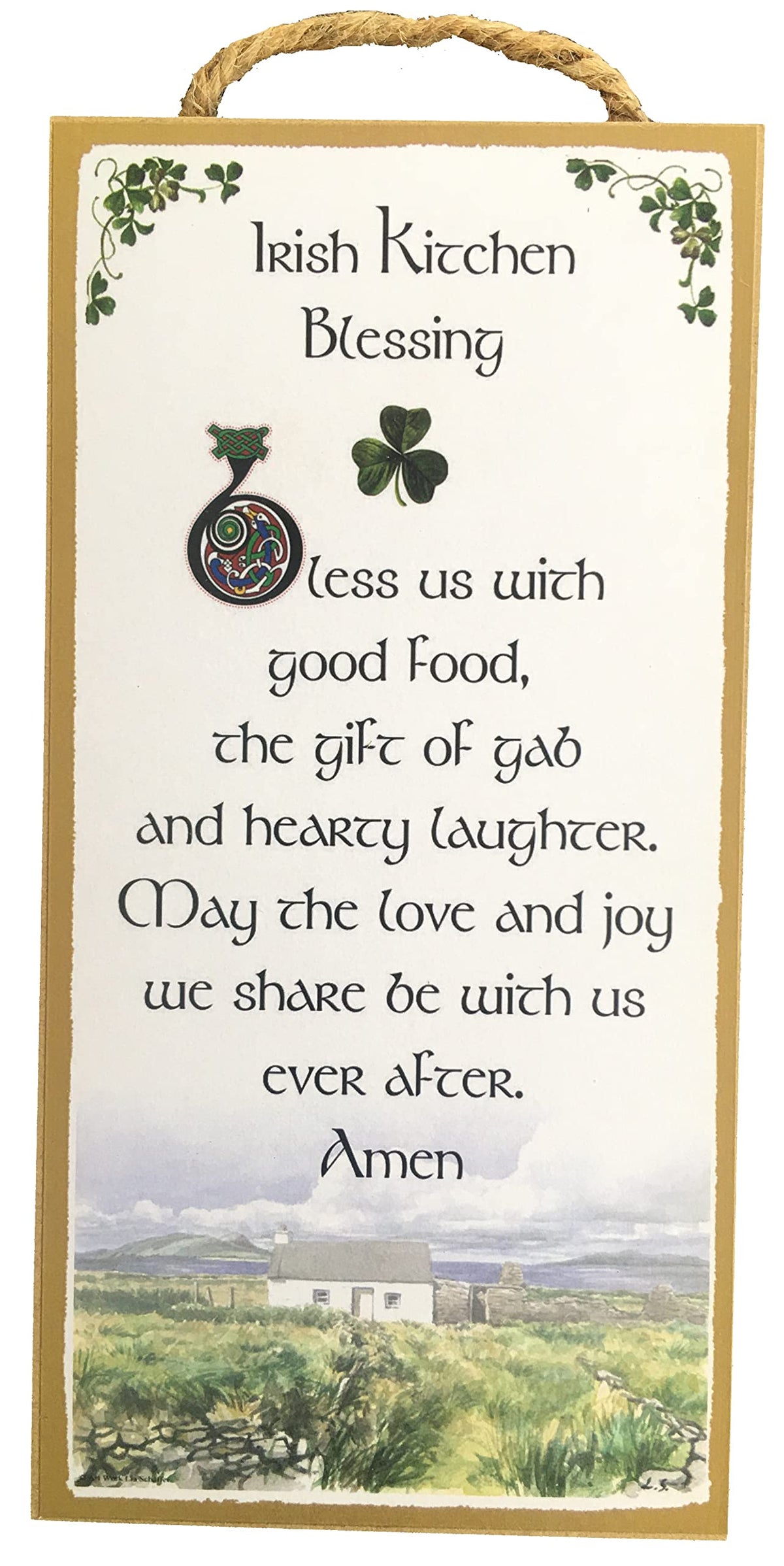 Bless Us with Good Food Irish Kitchen Blessing 5x10 Inch Hanging Wooden Plaque