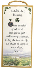 Bless Us with Good Food Irish Kitchen Blessing 5x10 Inch Hanging Wooden Plaque