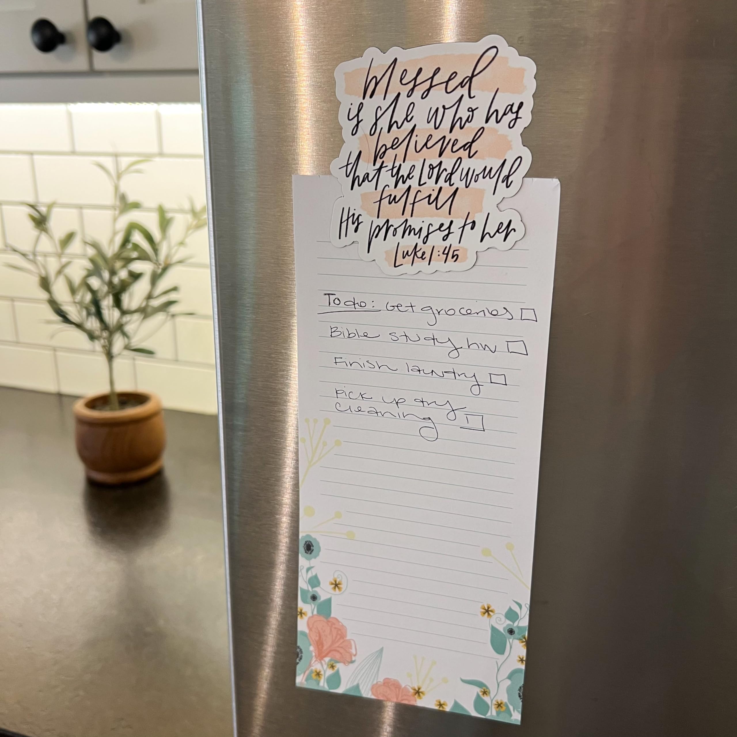 Blessed is she refrigerator magnet on metal surface 2.68 x 3.0 inches