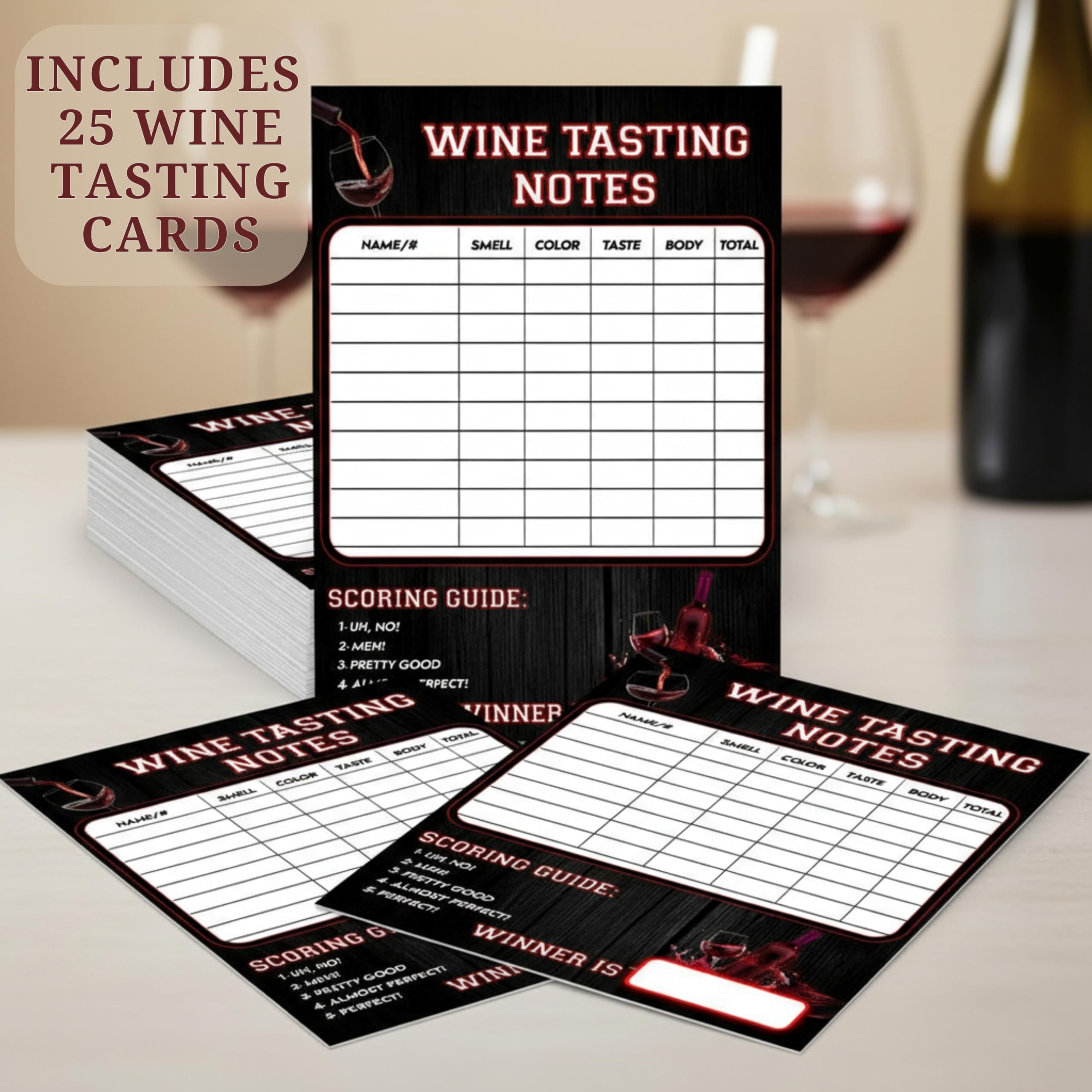 5x7 inch scorecard layout aroma taste appearance finish