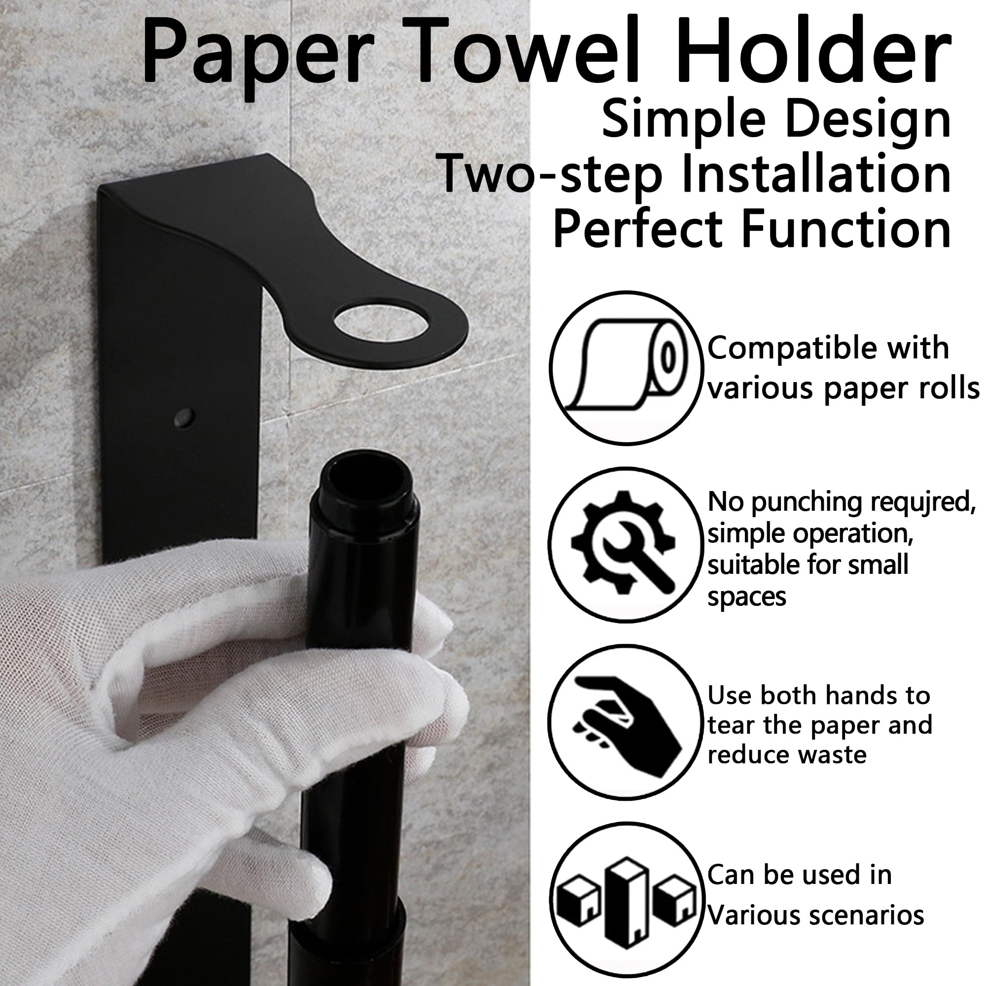 Paper towel holder wall mount black stainless steel