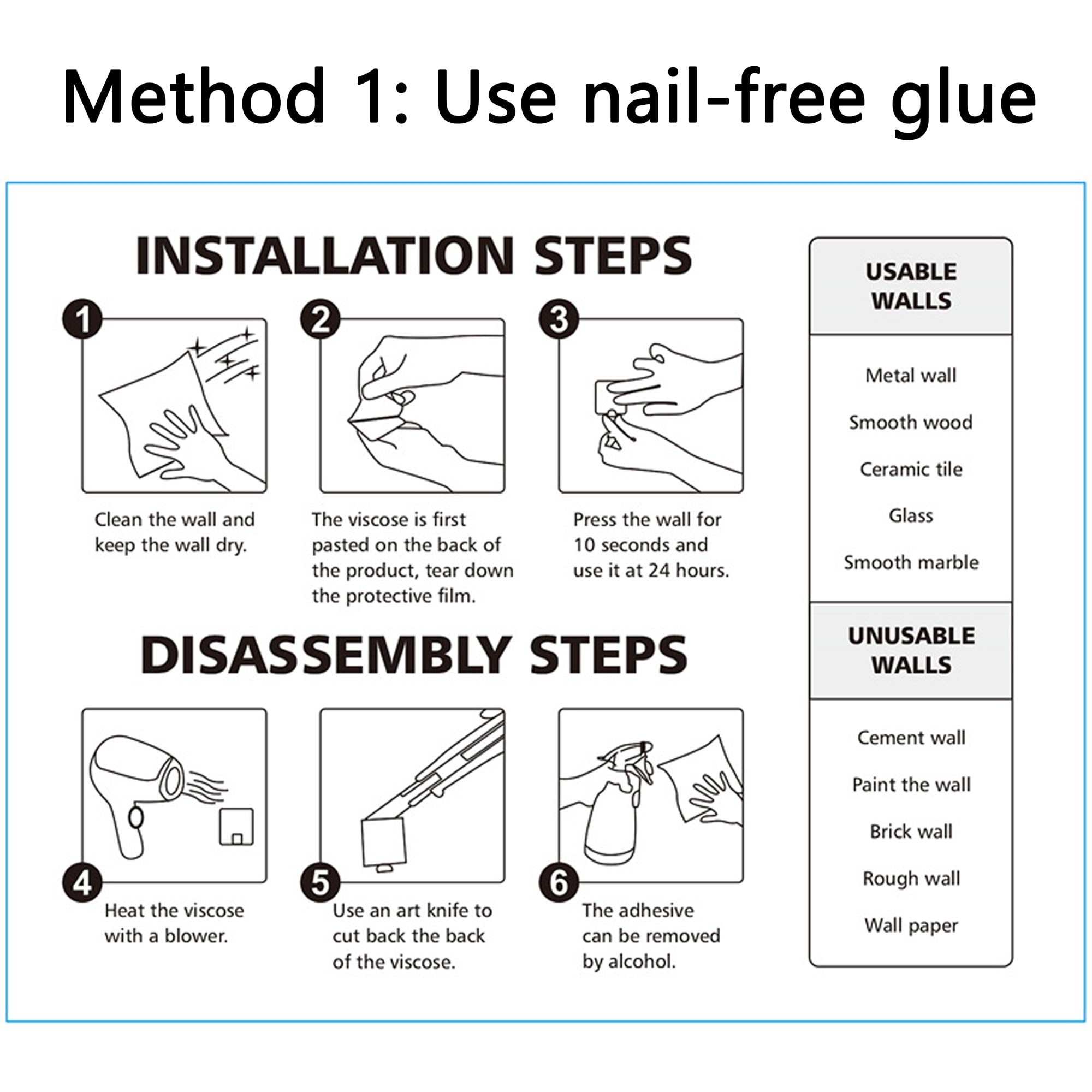 Nail-free adhesive strips for smooth surfaces BlissfulDestiny