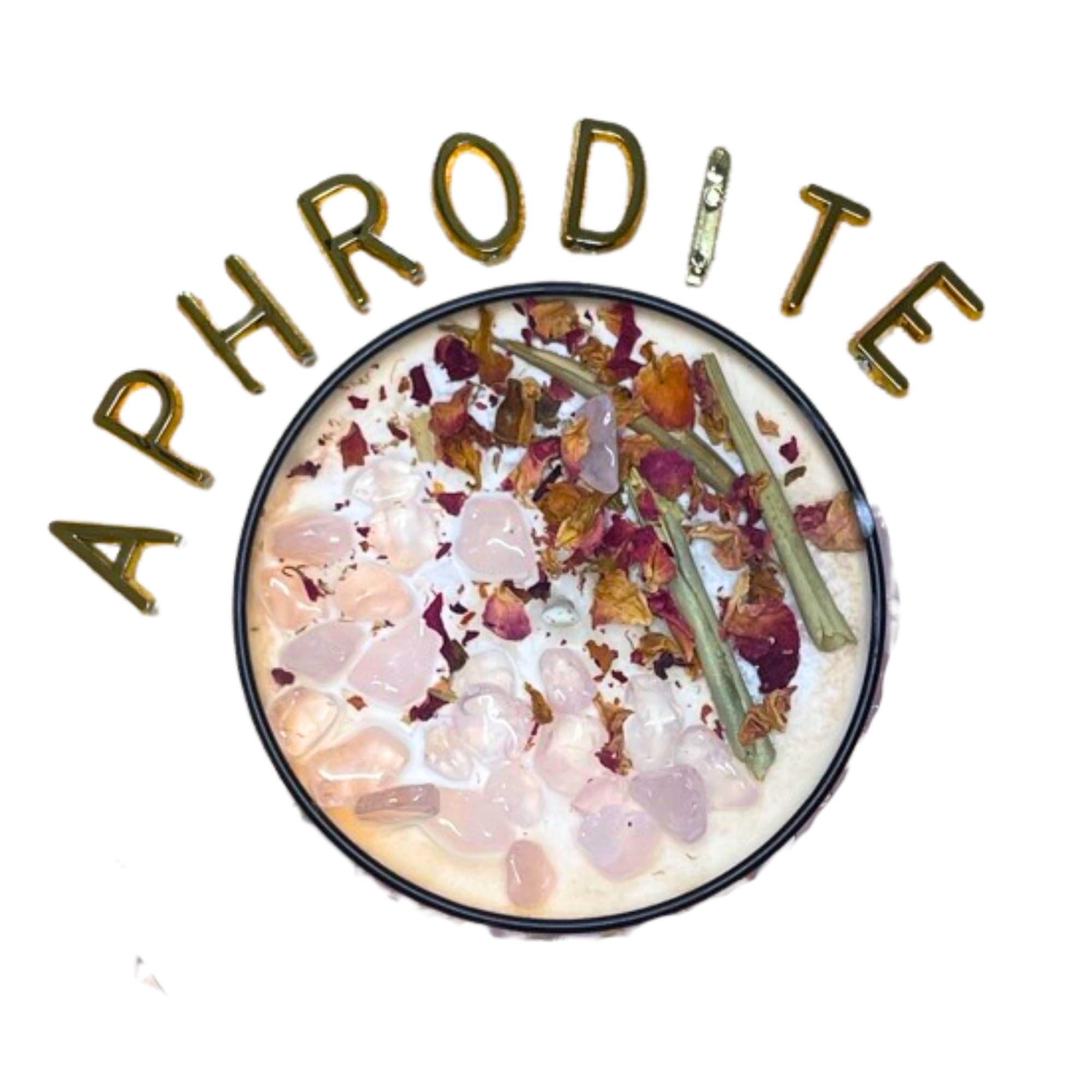 BlkGrlMagick Aphrodite Venus Goddess Crystal Candle 8oz tin packaging