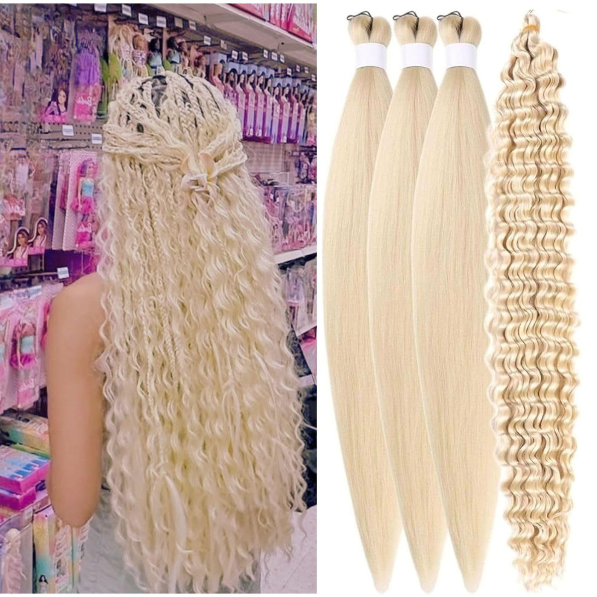 Blonde pre stretched Ez Braid hair for Boho braids