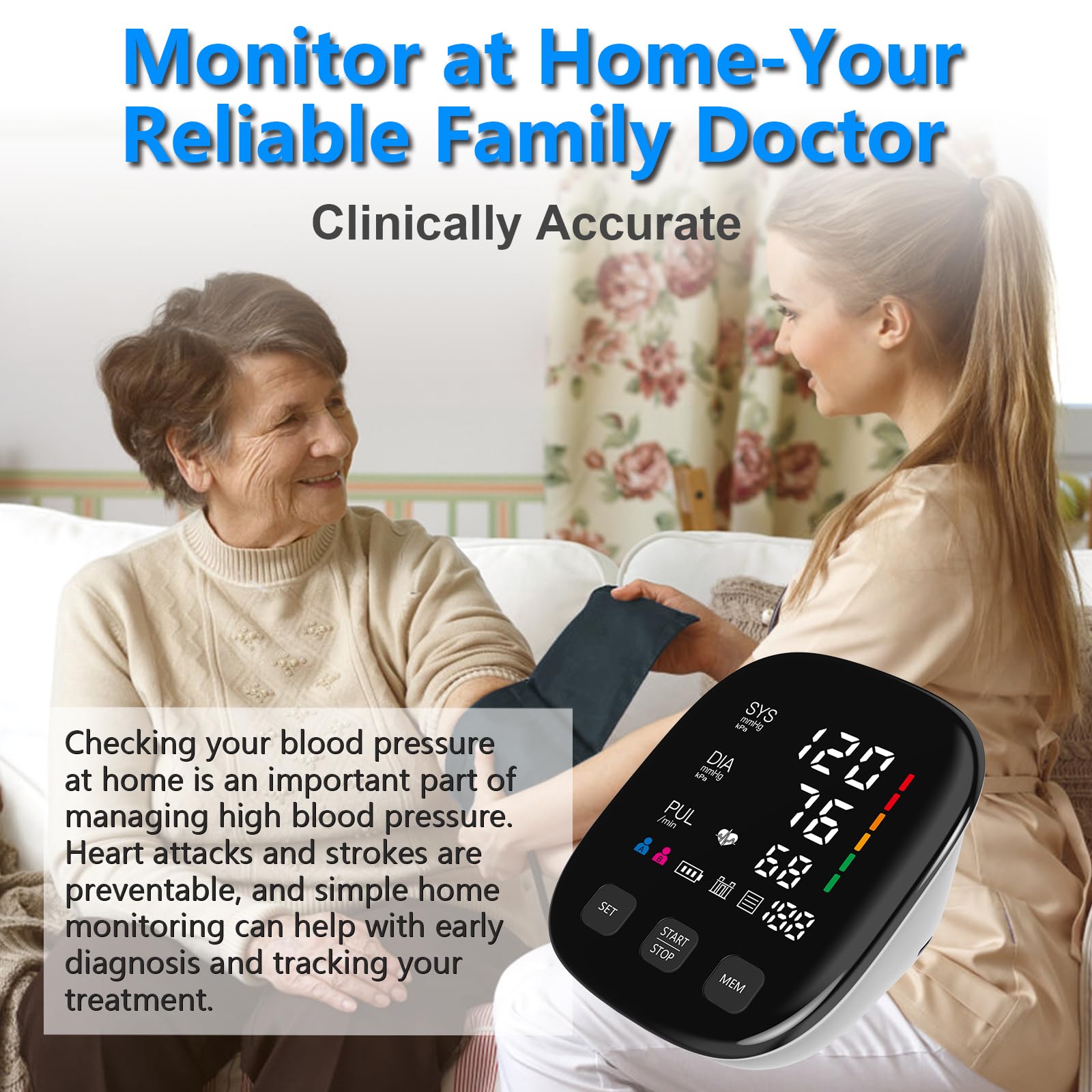 USB-C powered blood pressure monitor suitable for travel