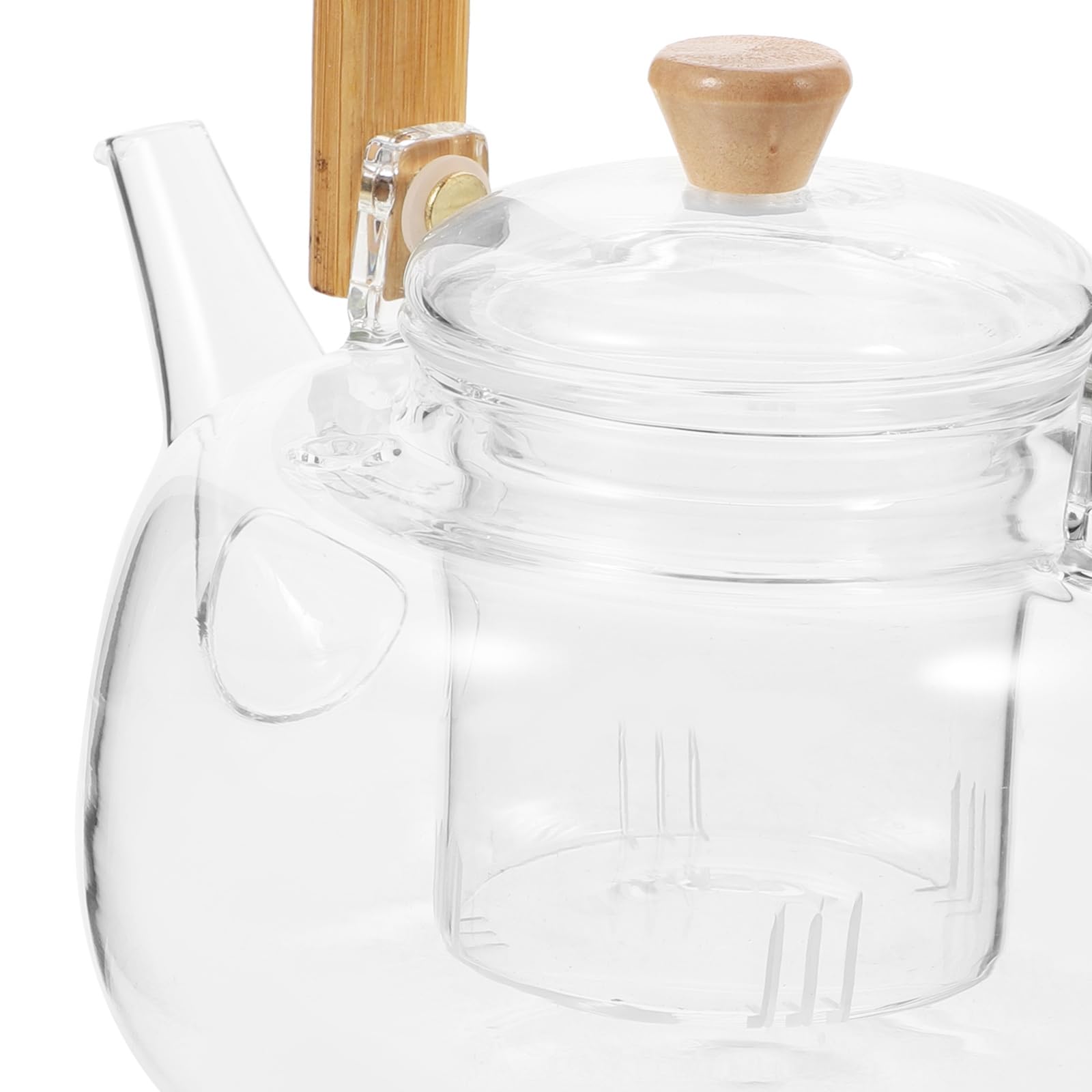 Non-drip spout on borosilicate teapot