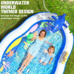Blowup water play for kids in backyard
