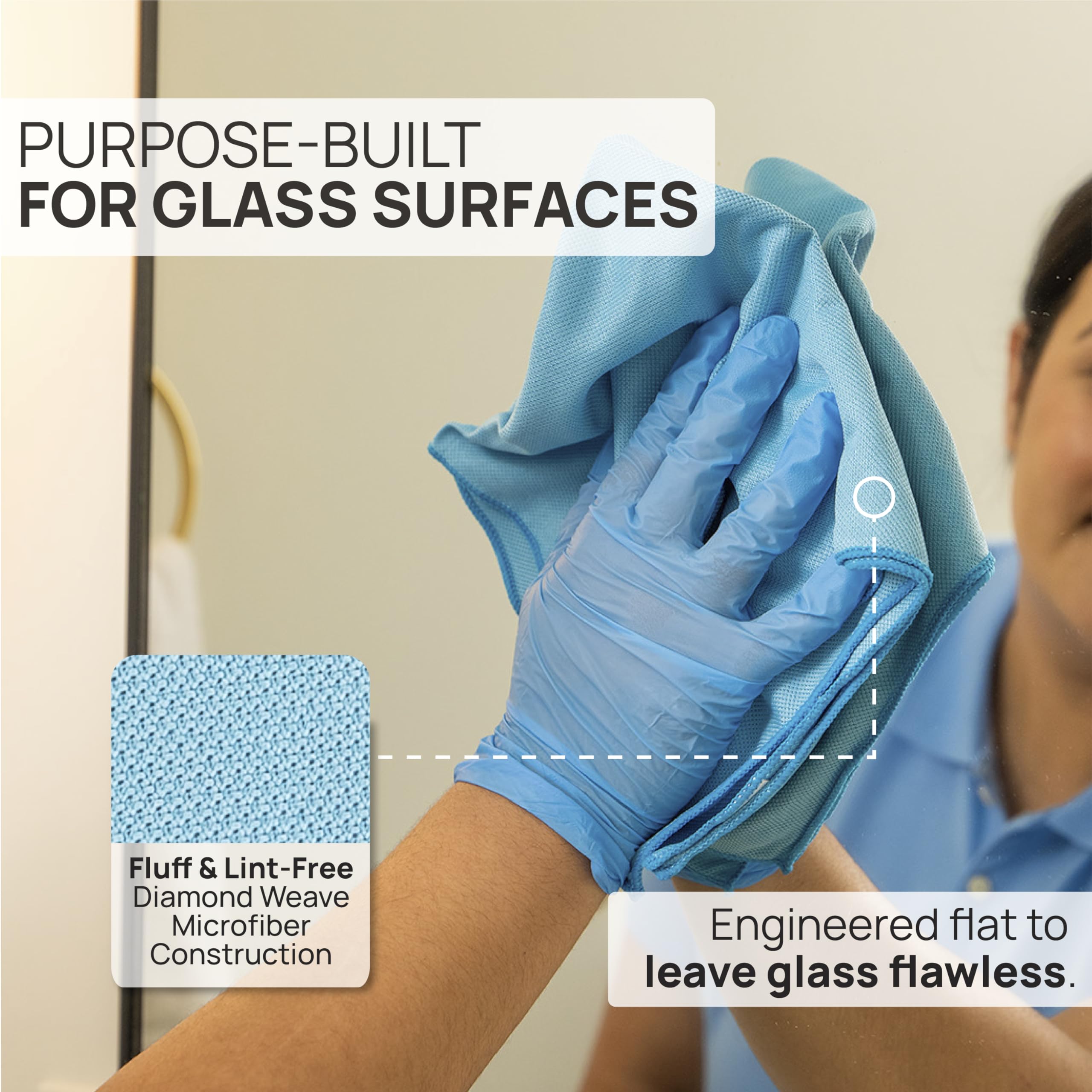 Blue 16x16 microfiber glass cleaning cloth from the set