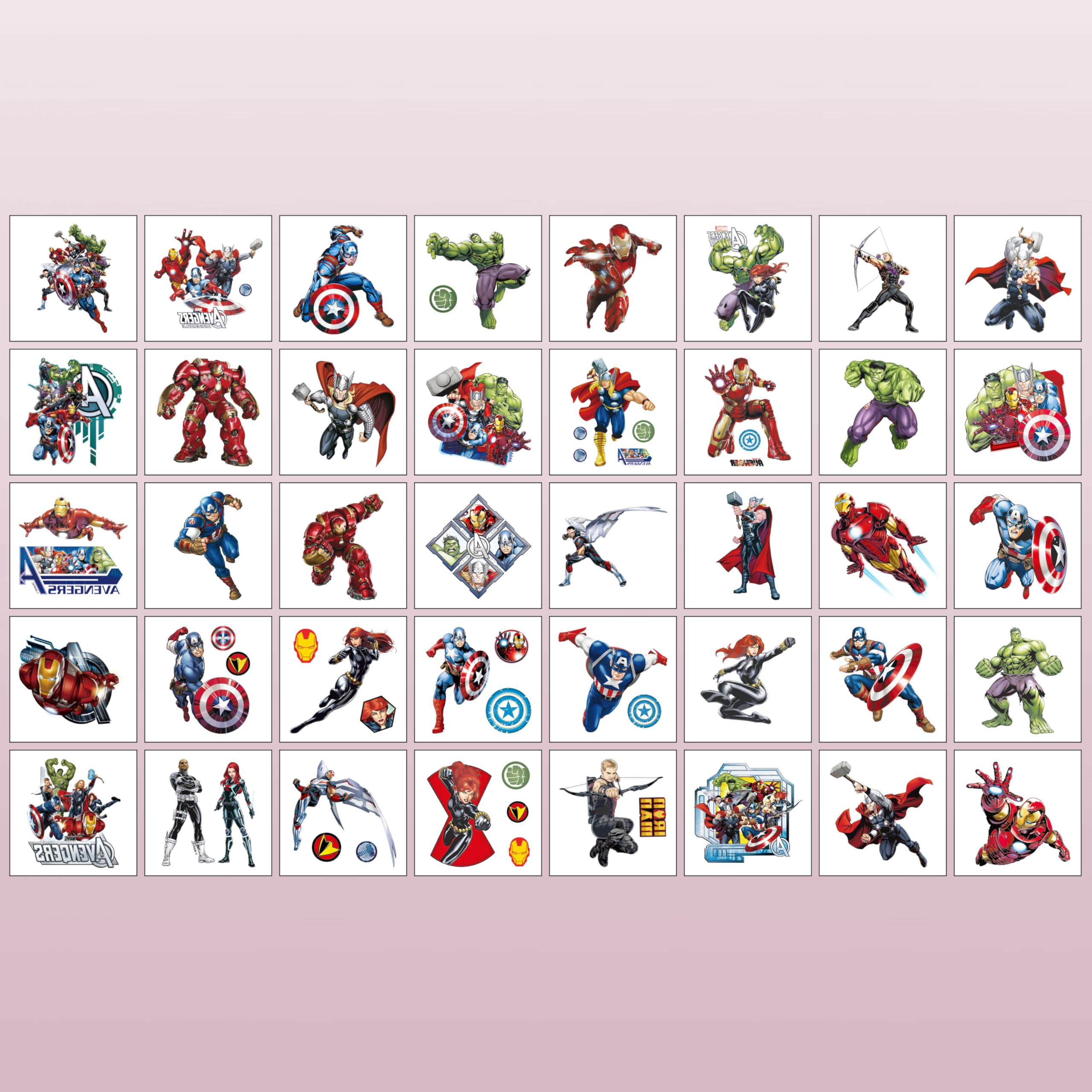 Avengers cartoon temporary tattoo sheets for kids party favors