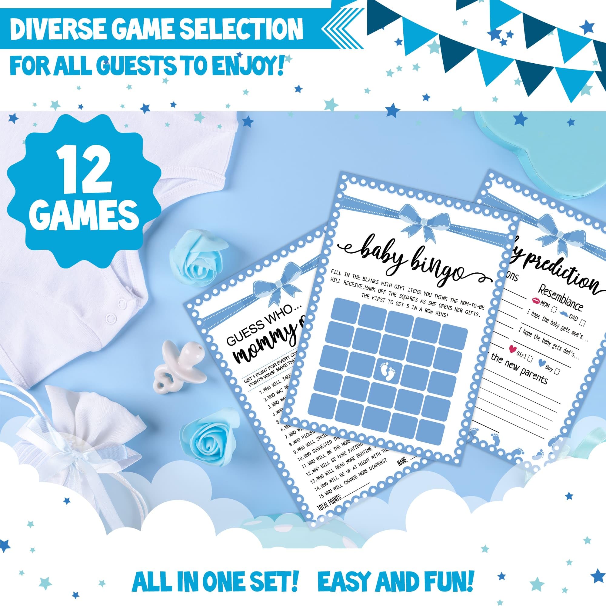 blue boy sprinkle themed baby shower games