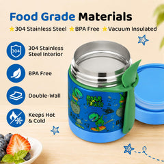blue dinosaur insulated food jar for kids
