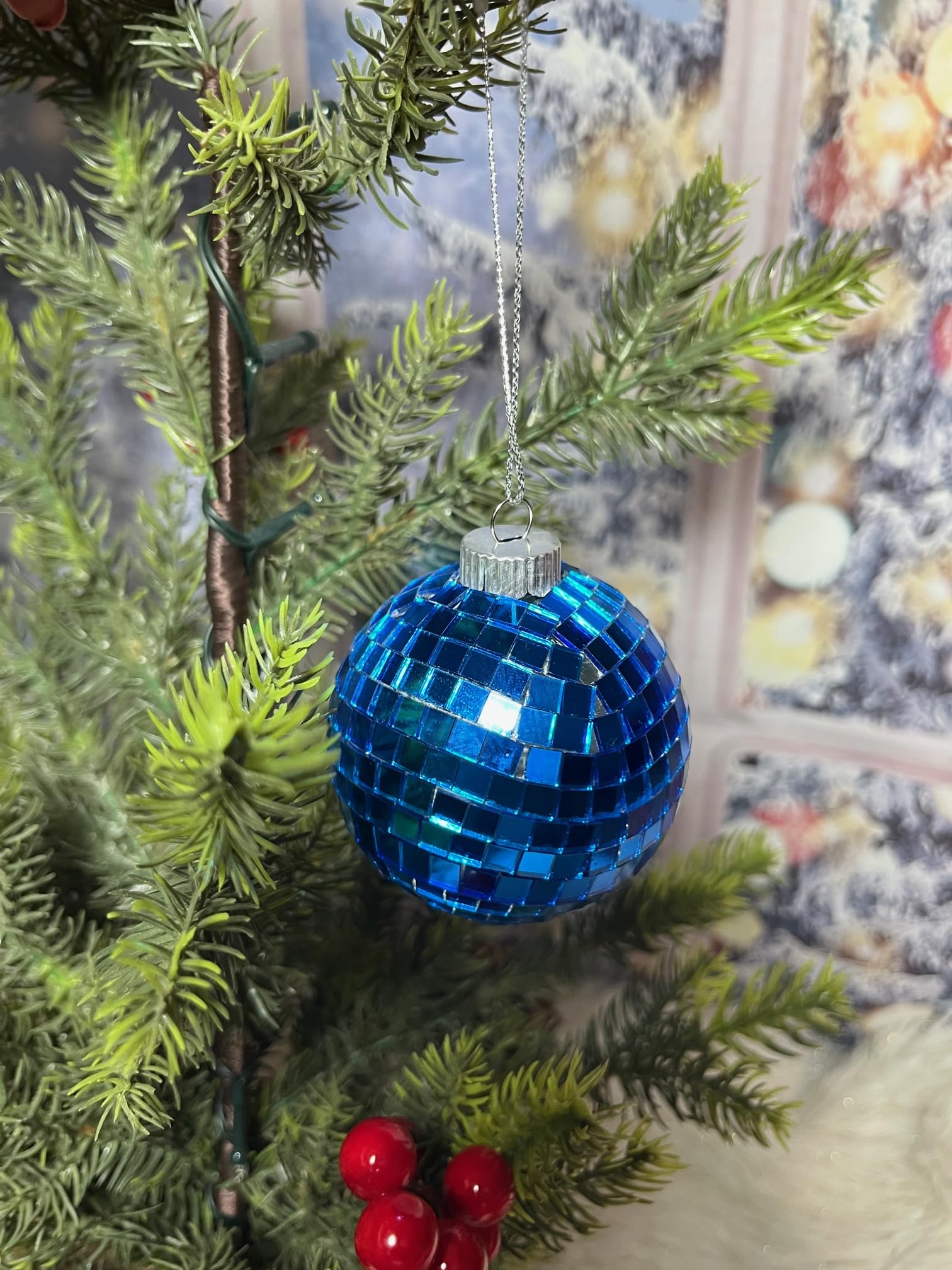 Holiday decor ornament trio ready to hang on tree or garland