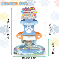Blue dog themed cupcake stand top tray 11 inches