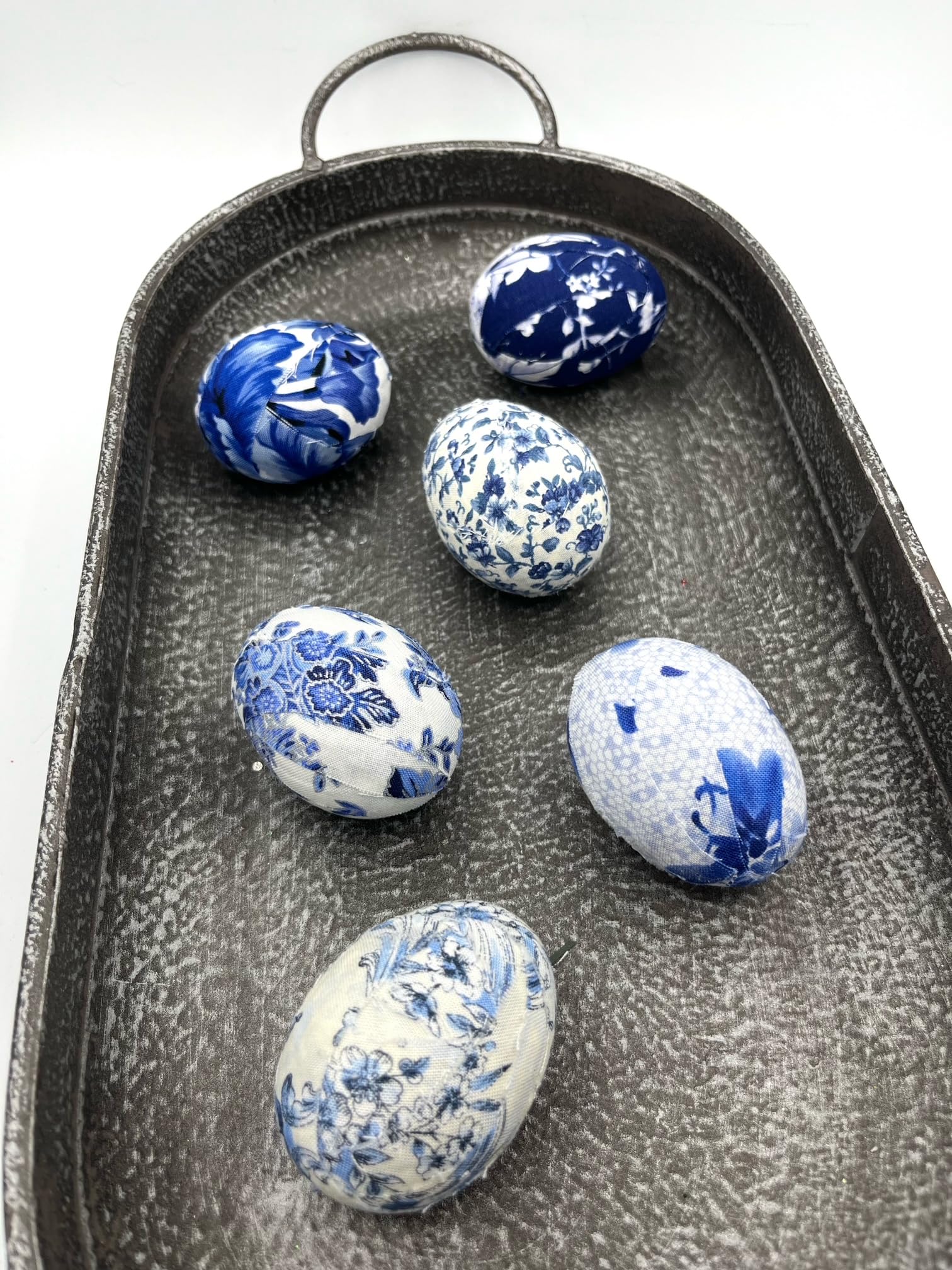 Decorative Easter eggs for bowls trays and centerpieces in blue white