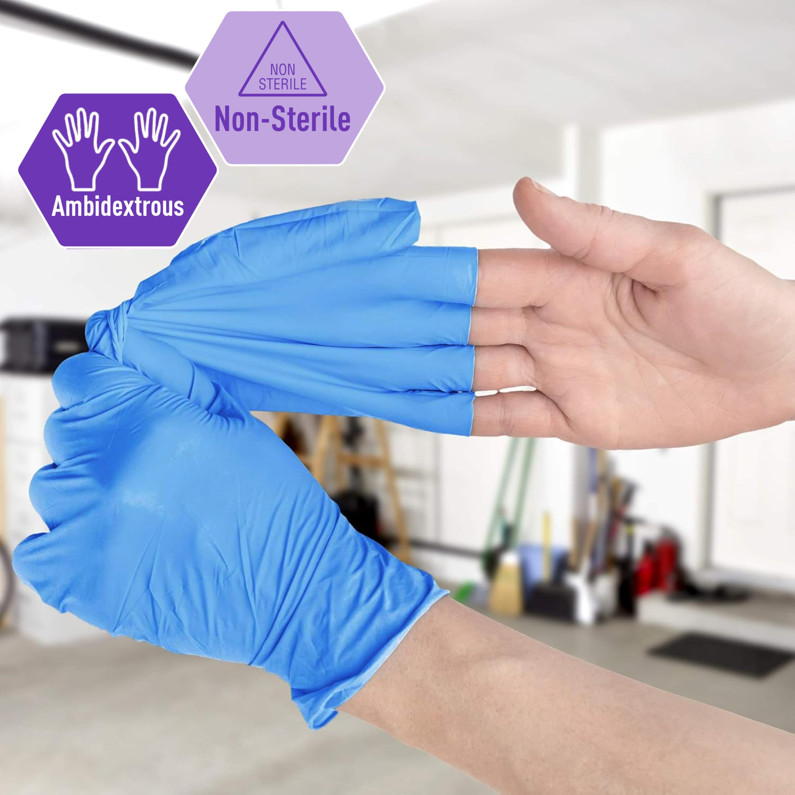 Blue large disposable powder-free latex-free gloves