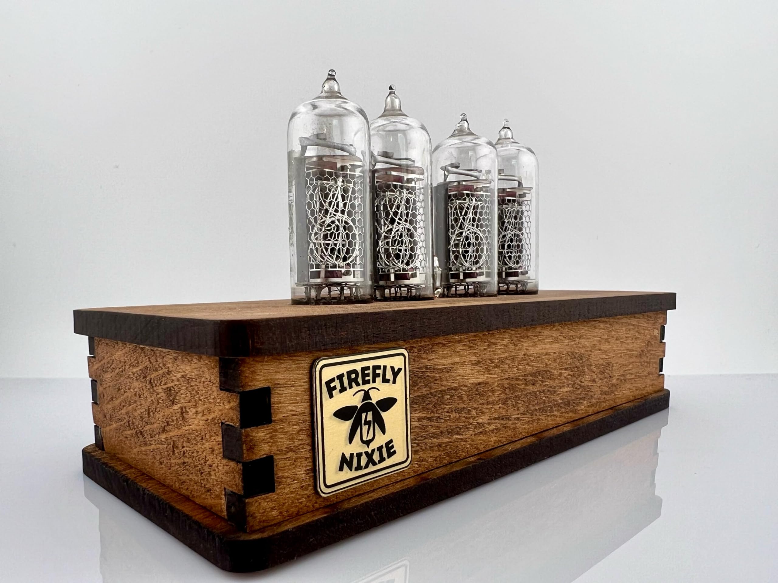 Wooden desk design nixie clock handmade in Ukraine