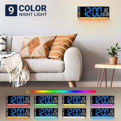 blue LED display digital wall clock