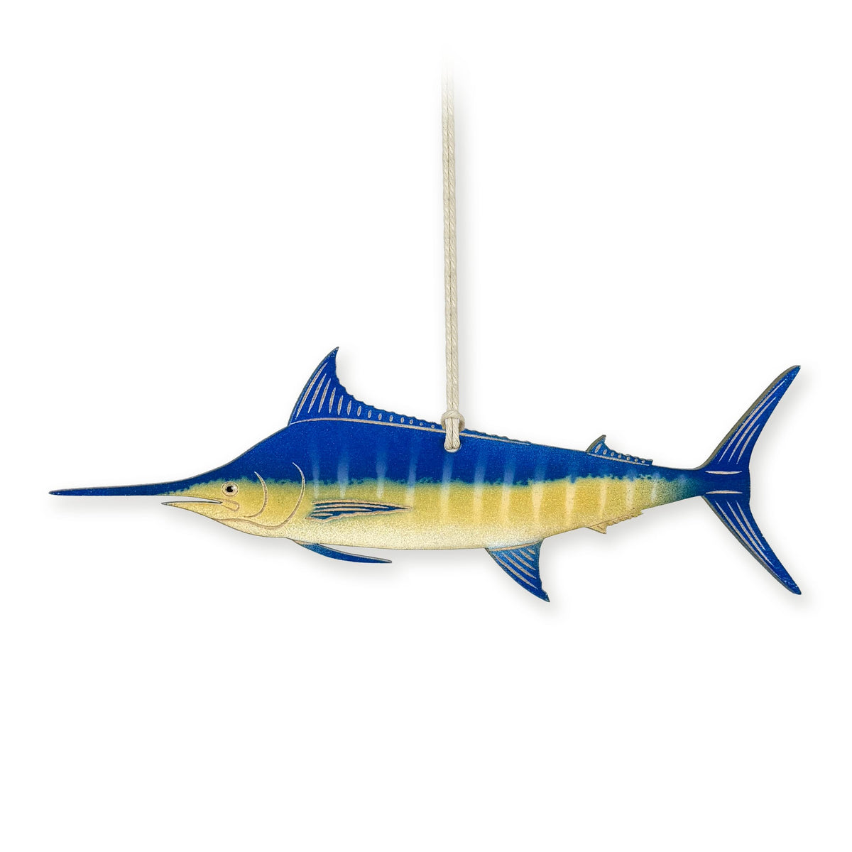 Blue Marlin wooden ornament handcrafted on birch wood