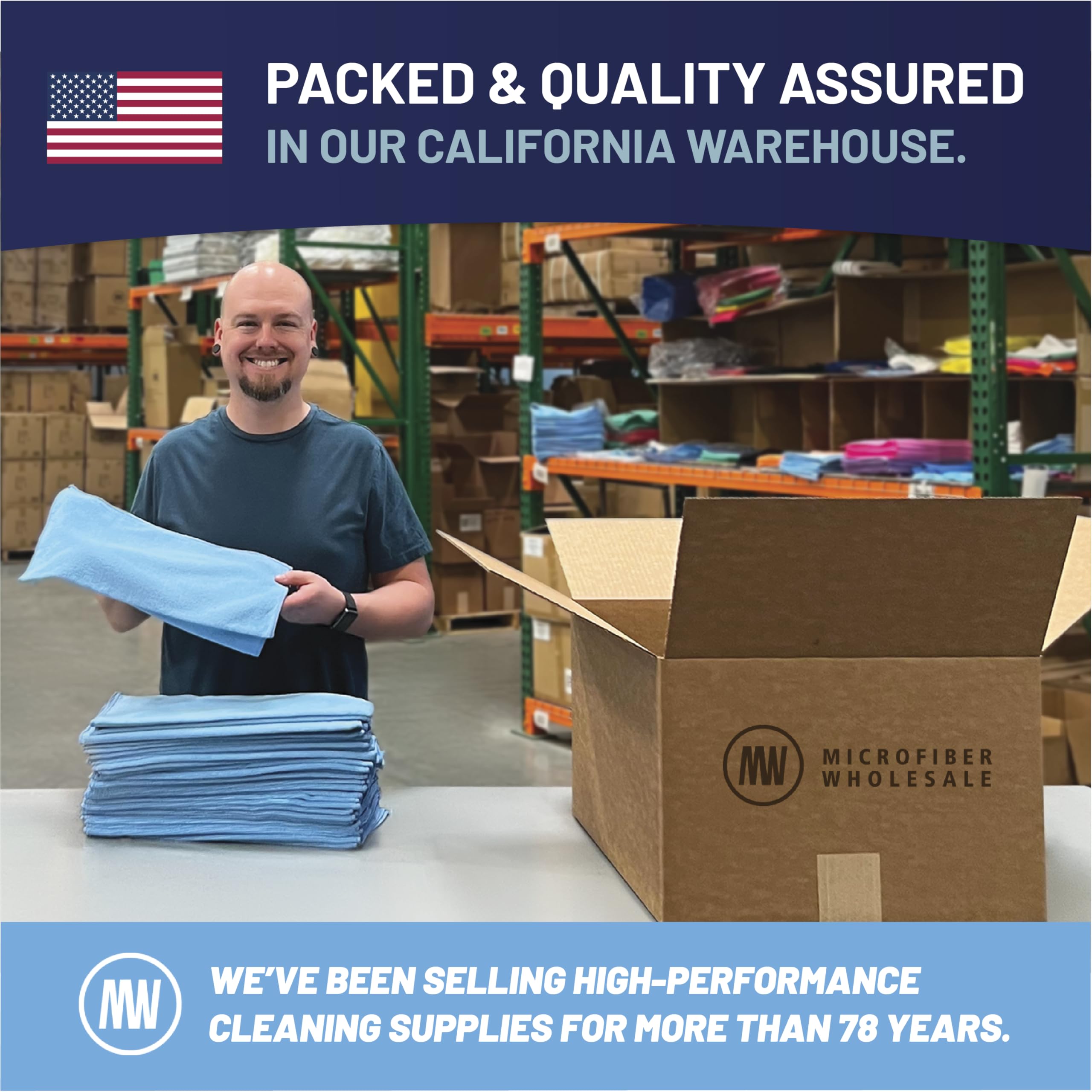 MW Pro blue microfiber cleaning cloth 16x16 pack 12