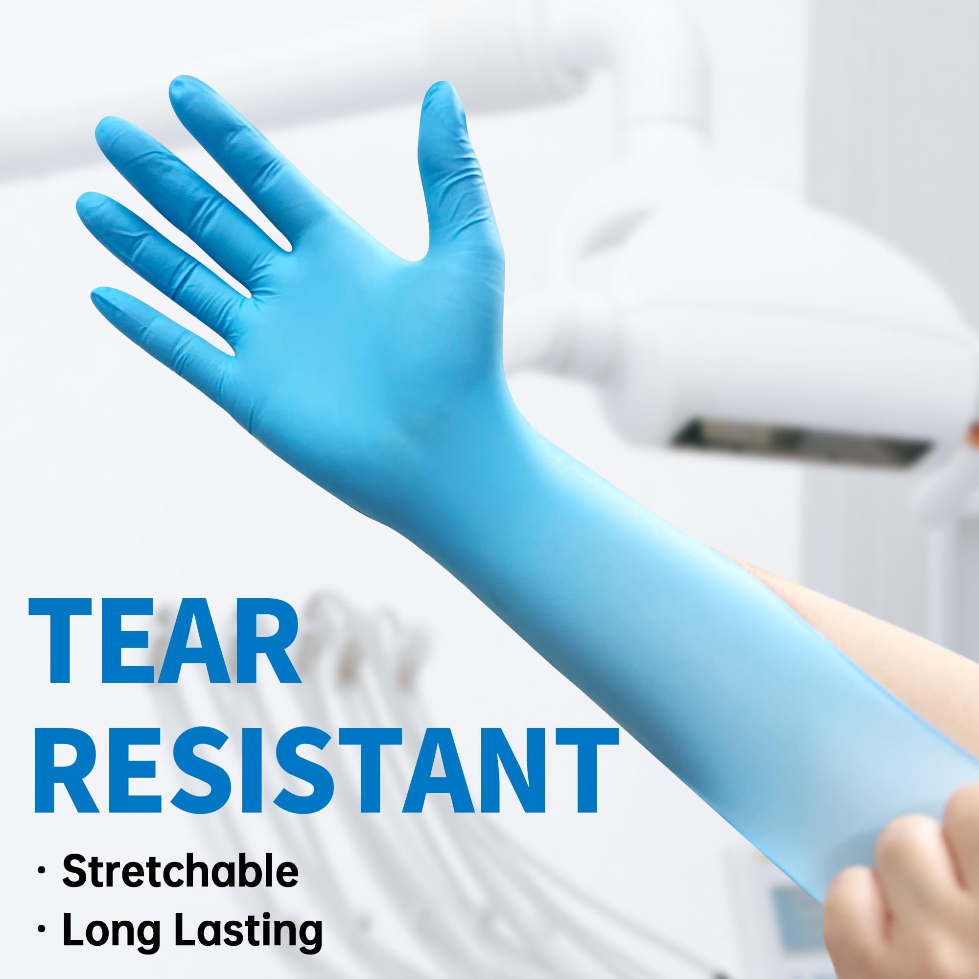 Blue nitrile gloves 4Mil powder-free for exams and daily use