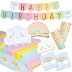 Blue Panda Rainbow Party Decorations Set main image
