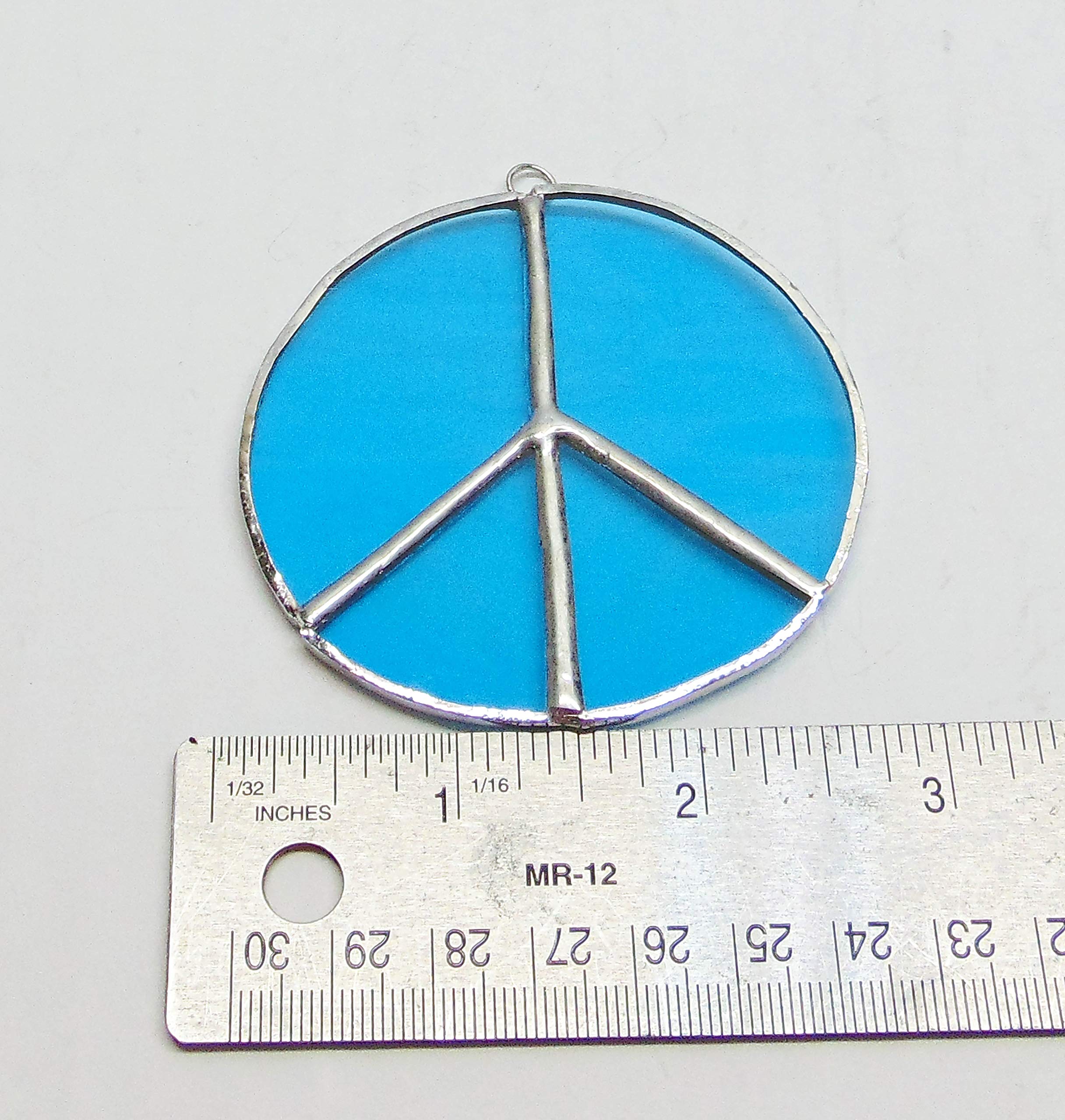 Window display sky blue stained glass ornament