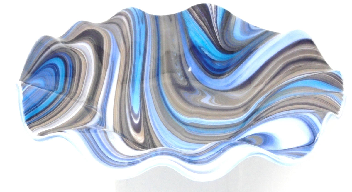 Blue Purple Turquoise White Swirls Bowl decorative centerpiece