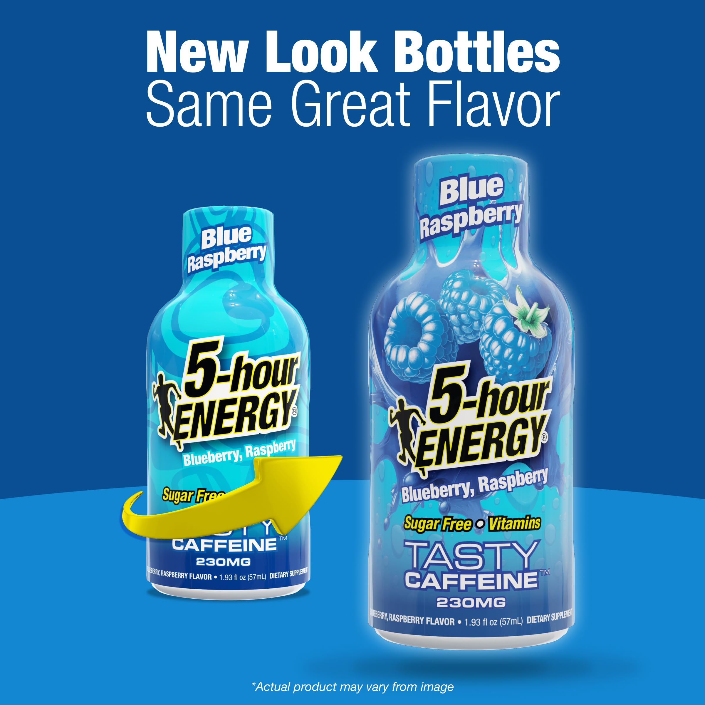 Zero sugar 5-hour ENERGY blue raspberry energy shot packaging