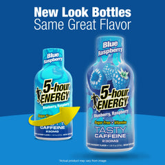 Zero sugar 5-hour ENERGY blue raspberry energy shot packaging