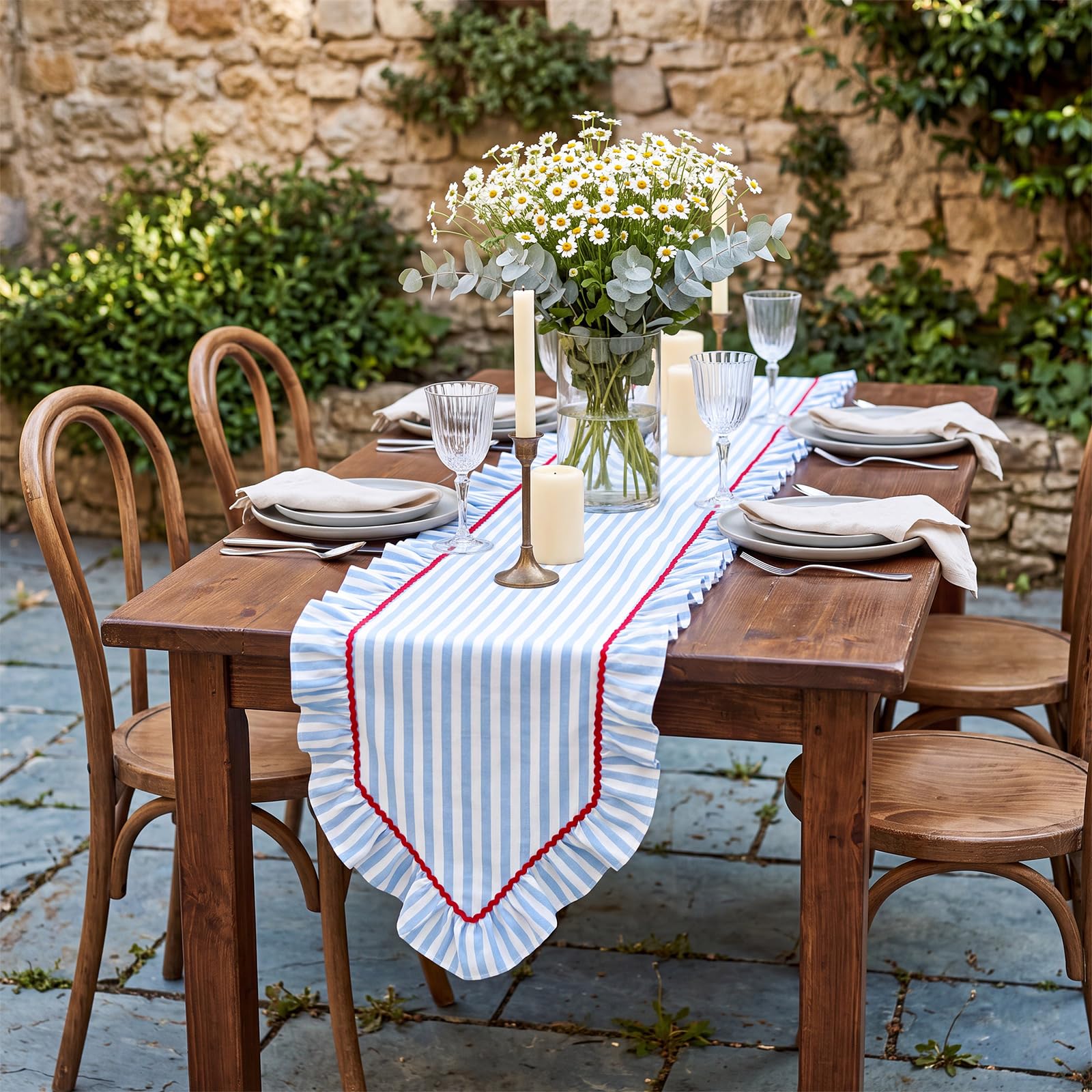 Size 72x12 inch striped table runner