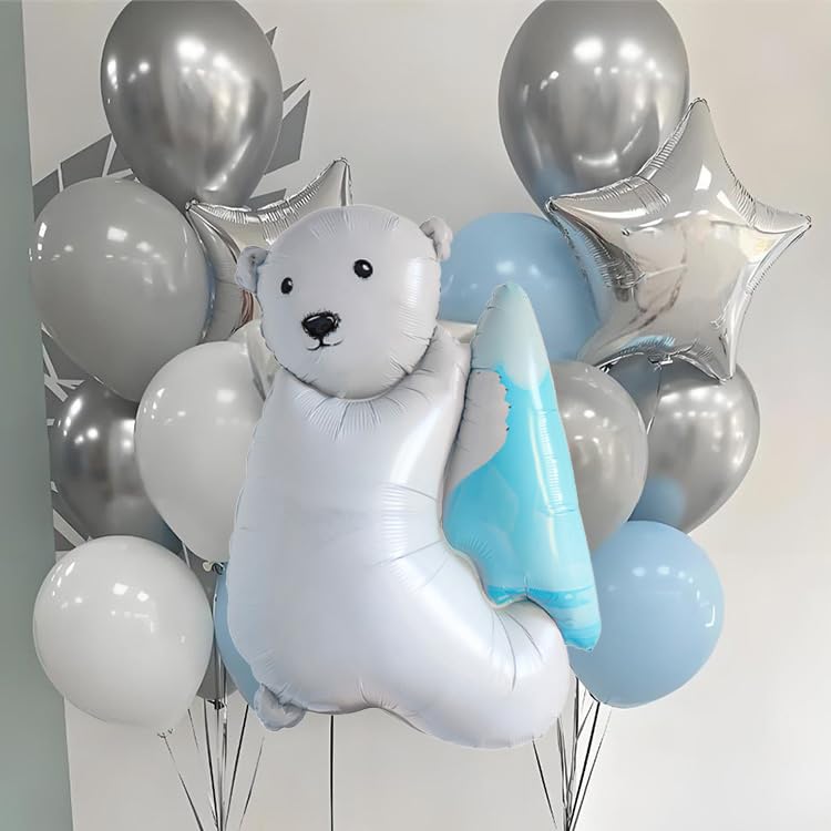 Light blue and baby blue latex balloons in the kit